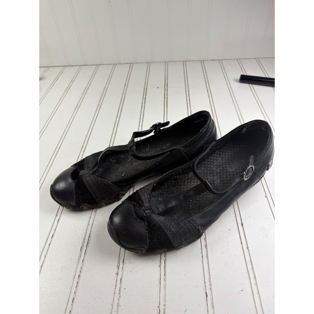 Skechers Bikers Black Leather T-Strap Mary Jane Flats Women's Size 9-9.5 - Picture 4 of 9